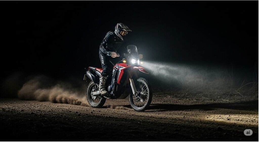 CRF250ラリー 夜間走行で感じるヘッドライトの暗さ