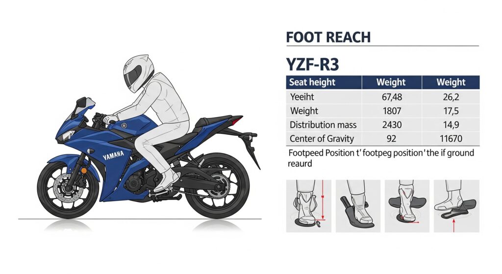 YZF-R3車重とシート高から見る足つきの良さ