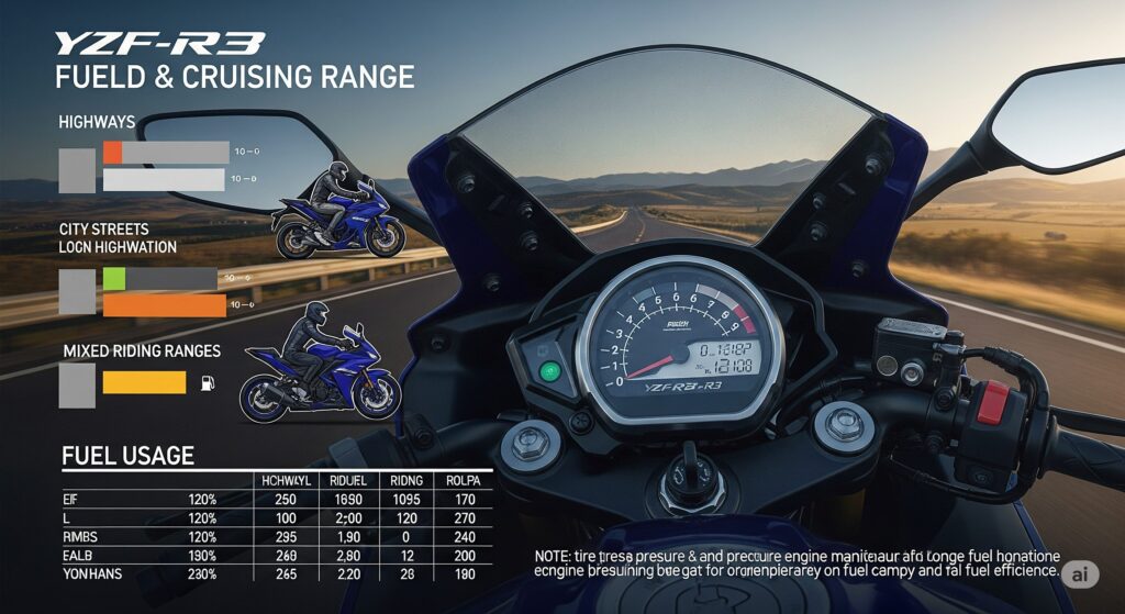 YZF-R3燃費と航続距離はどのくらい?